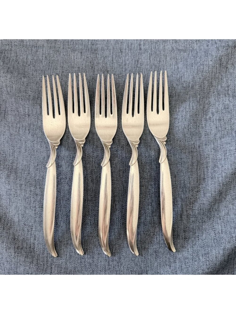 5 International Silver 1847 Rogers Bros FLAIR Silverplate Dinner Forks 1956